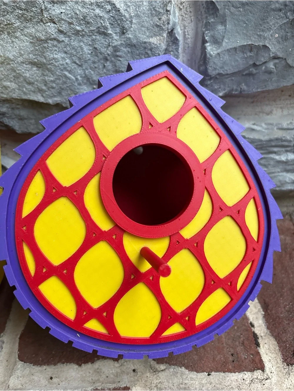 Birdhouse Yellow & Red & Purple Decorative Hard Plastic Birdhouses Wood Grain